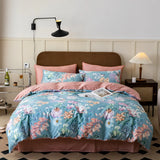 Popxstar  1000TC Egyptian Cotton Flowers Plant Prints Bedding Set Single Double Queen King Size Duvet cover Set Bed Sheet Pillowcases 4Pcs