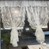 popxstar French  Elegant White Embroidery Ruffle Tulle Curtains with Valance For Girls Bedroom Living Room Sheer Drapes Rideaux Voilage