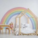Popxstar  Large Rainbow Pastel Wall stickers Mural Nursery Kids Room Wall Decals Baby Shower Playroom Decorations Baby Boy Girl Gift