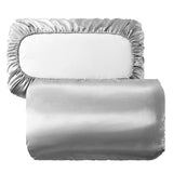 Popxstar Luxury Imitation Silk Elastic Band Pillow Cover Solid Comfortable Smooth Satin Pillowcase Queen High End King Size Pillow Cases