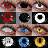 Popxstar Cosplay Color Contact Lenses Halloween Contact Lenses for Eyes 1 Pair Colored Contacts Anime Lenses Yearly Black Lenses