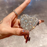 Popxstar  1pc Heart-Shaped Pill Organizer Diamond-Studded Portable Case for Vitamins Medication Weekly Travel Pill Box Portable Compact