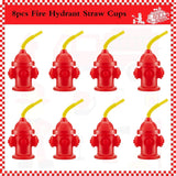 Popxstar  2/4/6/8/10pcs Novelty Fire Hydrant Straw Cups with Lid Fireman Birthday Party Favors Boys Firefighter Party Water Cups Supplies