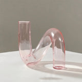 Popxstar  Modern Creative Irregular Shaped Glass Vase Transparent Centerpiece for Dining Living Room Decor Nordic Glass Flower Vase