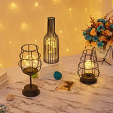 Popxstar  1PC Indoor Iron Wire Cage Design Night Light,Battery-Powered LED Lamp, Decorative Table Lighting for Bedroom, Living Room