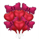 Popxstar  Red Heart Balloon Burgundy Bow Foil Balloon 18-inch Metallic Red Heart Balloon For Birthday Engagements Wedding Valentine's Day