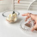 Popxstar  Advanced Pearl Rimmed Glass Bowl Creative Oatmeal Yogurt Bowl Breakfast Ice Cream Salad Bowl Glass Cutlery Kitchen Supplies Gift