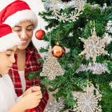 Popxstar Glitter Christmas Ice 3D Snowflake Xmas Tree Hanging Ornaments Star Wreath Pendants For Home Noel Christmas Decoration New Year