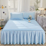 Popxstar 1pcs Princess Bed Skirt Ruffled Lace Bed Skirt Non-slip Mattress Cover Solid Color Bedsheet Protector Bedspread No Pillowcase