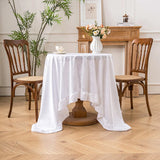 White Embossed Lace Tablecloth Polyester Ruffled Edge Table Cover Elegant Hollow Out Table Cloth for Home Party Wedding Decor