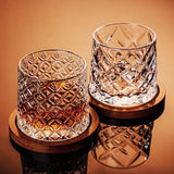 Popxstar  1-4PCS Tumbler Whiskey Glass With Base Crystal Whiskey Glasses Rotating Spinning Wine Brandy Glass Cup Drinkware For Bar Home