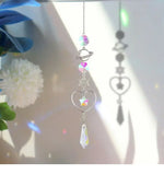 Popxstar Crystal Wind Chime Moon Sun Catcher Diamond Prisms Pendant Gift of Good Luck Outdoor Rainbow Hanging Drop Home Garden Decor