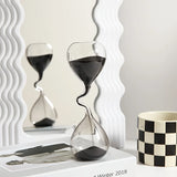 Popxstar  Glass Hourglass Sculpture Sand Timer Modern Desk Clock Indoor  Outdoor Decor for Living Room Bedroom Study Office