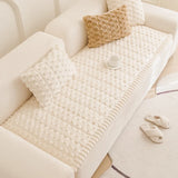 Thicken Honeycomb Flannel Couch Mat Quilting Anti-Slop Sofa Cover, Simplized Design Sofa Seat Pad Multiuse Washable Sofa Towel