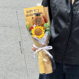 Popxstar  Crocheted Sun Flower Bouquet Graduation Flower Bouquet Gifts Artificial Flower Decorations Finished Sunflowers Graduation Gifts