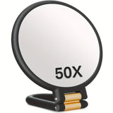 Popxstar  50x Handheld Makeup Mirrors Double Sided 1X/50X Magnification Portable Folding Makeup Mirror for Travel 360° Adjustable Mirror
