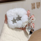 Popxstar  DIY Star Soft Plush Headphone Case For Airpods 1 2 3 Pro Silicone Protective Cover For AirPods Pro 2 With Pearl Love Pendant