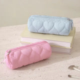 Multifunctional Large Capacity Pen Bag Soft Quilted Stationery Storage Bag Candy Color Portable Pencil Case School
