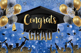 Popxstar Graduation Backdrop Congrats Gold Class of Grad Photocall Decoration Photography Background Photo Banner