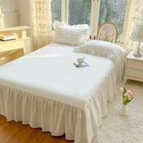 Popxstar Korean Princess Style Lace Ruffles Bedding Set Skin-friendly Soft Seersucker Duvet Cover Set Bed Sheet Or Bed Skirt Pillowcases
