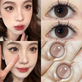2PCS Color Contact Lenses With diopters Korean Lens Health & beauty Pupil Large Diameter Milk Treasure Bead Free Delivery