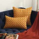 Fashion Car Backrest Cushion Cover Soft Faux Suede Home Decorative Navy Blue Pillow Cover Woven Pattern Green 45x45cm/30x50cm