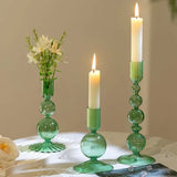 Popxstar 3Pcs Glass Candlestick Holders Glass Taper Candle Holders Groovy Wavy Elegant Candle Stick for Home Party Decoration