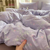 4Pcs Set Floral And Polka Dot Print Styles Duvet Cover Bed Sheet Pillowcase Full-Size Bedspread Set 1.5-Sleeper Bedding Set