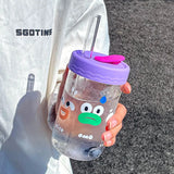 Cute Bubble Boba Pearl Milk Tea Straw Water Bottle High Borosilicate Glass Heat-resistant Leakproof Coffee Juice Cup Drinkware