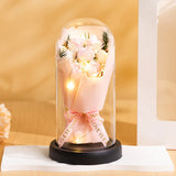 Popxstar  Eternal Rose LED Light Acrylic Cover Flower Valentines Day Gift Wedding Party Decor Artificial Rose Flowers Light Christmas Part