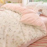 Popxstar Ins Pink Flowers Bedding Set Fashion Flat Sheet Duvet Cover No Filling Pillowcase Twin Full Queen Nordic Boy Girl Bed Linen