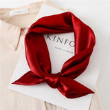 Popxstar 60cm Silk Satin Square Scarf Women Solid Neckercheif Shawl Hijab Female Hair Hand  Wirst Foulard Bandana Head Tie Echarpe New