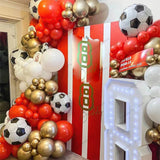 Popxstar  1set Red White Metal Gold Latex Balloon Arch Garland Kit Football Foil Balloons Boys Birthday Soccer Party Decor Supplies Globos