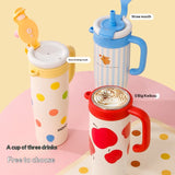 Cute and Energetic Ice Cup High Appearance Level for Girls Large-capacity Car Water Cup Portable Giant Straw Insulated Cup