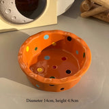 Popxstar  Instagram Style Yogurt Polka Dot Lace Bowl Cute Girlish Heart Breakfast Ceramic Home Oat Bowl