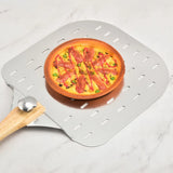 Folding Wood Handle Perforated Pizza Spatula Hollow Design Detachable Bread Paddle Aluminum Cake Transfer Shovel Restaurant