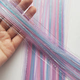 Popxstar Unicorn Clip in Colored Hair Extensions Mixed Silver Tinsels Synthetic Rainbow Hair Holiday Party Highlights for Women Girls