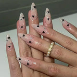 Popxstar 24pcs Silver Almond False Nails Oval Decorated Cloud Milk Wearable Fake Nails Short Press On Nail Coffin Detachable French Tips