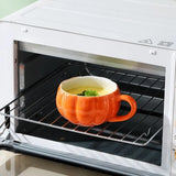 Popxstar  Ceramic Pumpkin Cup Thermos Cup with Lid Exquisite Breakfast Oatmeal Heat-Insulating Scalding-Proof Milk Mug Halloween Gift Cup