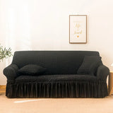 1/2/3/4 Seater Seersucker Sofa Slipcover with Skirt Universal Stretch Sofa Couch Slipcover Easy Fitted Chair Furniture Protector