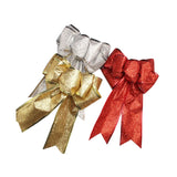 Popxstar 3 Color 25cm Red Silver Gold Sparkling Glitter Christmas Ribbon Bow Christmas Tree Decoration Handmade Christmas Ornament