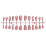 Popxstar  24Pcs Nude Pink Color Press On Nails Almond White French Tip Fake Nails Fairy Flower Printed Sweet Girls DIY Manicure Nails Art