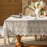 Popxstar  Lace tablecloth white retro round table square tablecloth coffee table household French cover