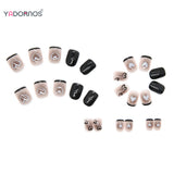 Popxstar  24pcs Y2K Fake Nails with Lovely Black Heart Designs Reusable French False Nails Full Cover Short Press On Nails for y2k Girls