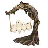 Spooky Halloween Ghost on Tree Swing Cute Resin Funny Ghost Decor Handcrafted Ghost Tree Swing Statue