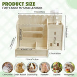 2 in 1 Rabbit Hay Feeder Detachable Bite Resistant Wooden Grass Dispenser with Bottle Small Animal Hay Holder Habitat