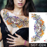 Popxstar Large Chest Waist Shoulder Back Waterproof Temporary Tattoo Sticker Lace Gemstone Flower Fake Tatoo Underboob Body Art For Women