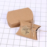 300pcs Paper Boxes Pillow Candy Box Gift Box Kraft Paper Gift Box Vintage Style Wedding Party Favors Supplies with Rope