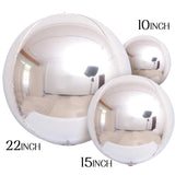 Popxstar 3pcs 4D Round Balloons Metallic Rose Gold Silver Foil Balloons Party Decorations for Birthday Wedding Gender Reveal Photo Props