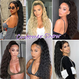 Popxstar 26inch Drawstring Clip in Ponytail Hair Extensions for Black Women Natural Synthetic Water Wave Ponytail Black Blonde Horse Tail